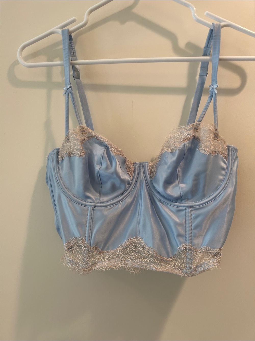 Victoria’s Secret Dream Angel Corset Satiny Lace Longline Bralette Blue size 36C